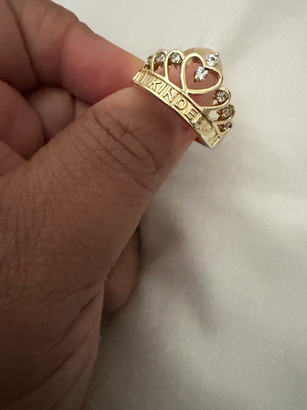 & Other Stories Gold Crown Ring with Heart and Clear Accents